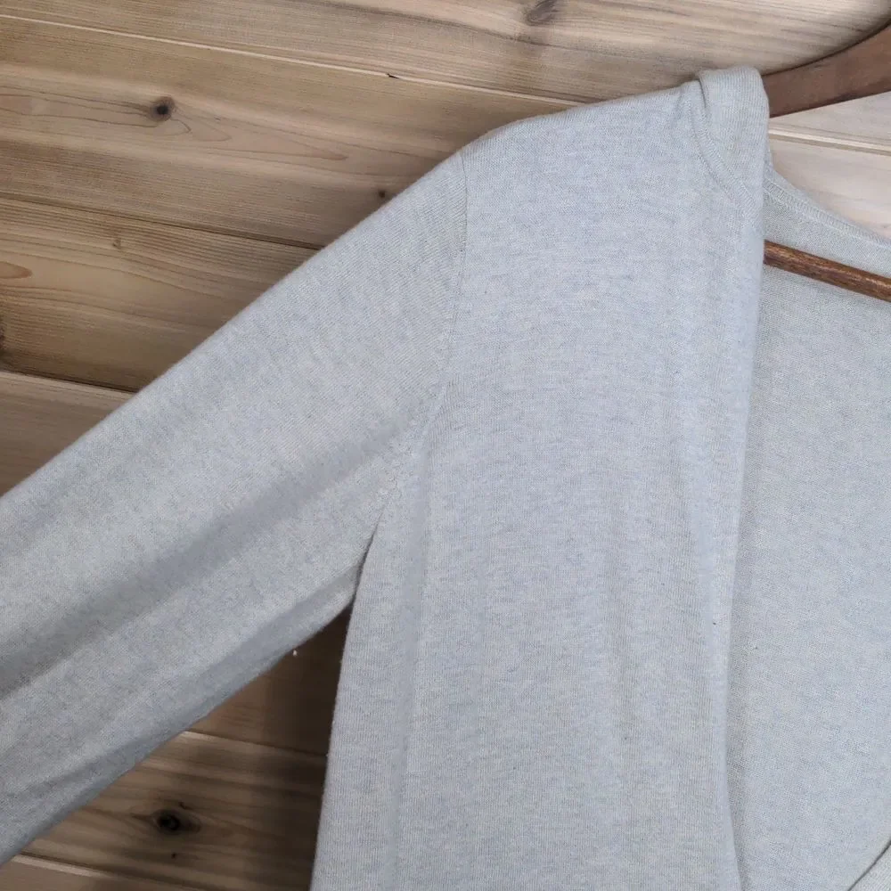 Eileen Fisher Deep V-neck Hooded Sweater Cashmere Blend, Pale Beige, Small/M - Picture 3 of 8